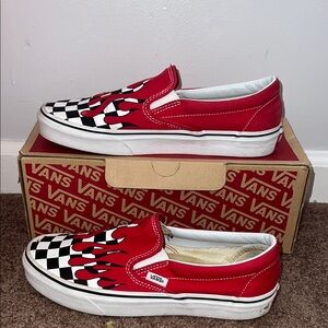 Vans Kids Red Flame Slip-On Shoes